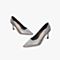 Tata/他她2020春专柜同款银色PU革通勤尖头高跟鞋浅口女单鞋WJP01AQ0