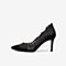 Tata/他她2020春专柜同款黑色拼接蕾丝刺绣尖头高跟鞋女单鞋FGDA8AQ0