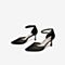 Tata/他她2020春专柜同款黑色拼接尖头水钻一字带高跟女凉鞋IEF02AK0
