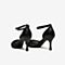 Tata/他她2020春专柜同款黑色拼接尖头水钻一字带高跟女凉鞋IEF02AK0