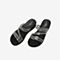 Tata/他她2020夏专柜同款黑色拼接水钻胶片厚底女凉拖鞋WMH01BT0