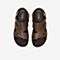 Tata/他她2020夏专柜同款卡其色牛皮革休闲沙滩鞋平跟男凉鞋QVD01BL0