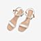 Tata/他她2020夏专柜同款米色牛皮革简约一字带粗跟女凉鞋7DL04BL0