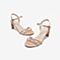 Tata/他她2020夏专柜同款粉色布面水钻一字带高跟女凉鞋WGF03BL0