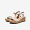 Tata/他她2020夏专柜同款米白拼接编织镂空一字带坡跟女凉鞋OLI01BL0