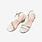 Tata/他她2020夏专柜同款米色羊皮革水钻一字带粗跟女凉鞋7VP01BL0