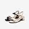 Tata/他她2020夏专柜同款米白拼接花边一字带粗跟女凉鞋3LR01BL0