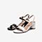 Tata/他她2020夏专柜同款米白漆牛皮革时尚一字带粗跟女凉鞋2ICB8BL0