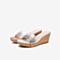 Tata/他她2020夏专柜同款白色胶片帮面水钻套脚坡跟女凉拖鞋FDZ03BT0