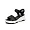 Tata/他她2020夏专柜同款黑色拼接水钻一字型坡跟女凉鞋SLN01BL0