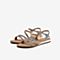 Tata/他她2020夏专柜同款银色PU革水钻罗马风平底鞋女凉鞋WMK01BL0