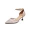 Tata/他她2020夏专柜同款粉色布水钻尖头一字带高跟女凉鞋WMY01BK0