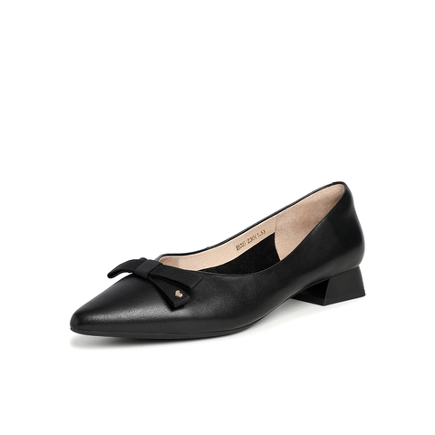 Tata/他她2021春专柜同款甜美蝴蝶结百搭方跟女单鞋XHZ03AQ1