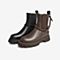 Tata/他她2021冬商场同款时尚方跟休闲拼接切尔西靴女靴新FZR61DZ1