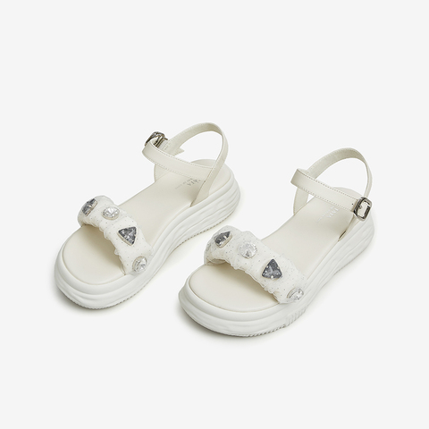 Tata/他她2023夏商场同款时尚潮流闪钻休闲凉鞋女新款YBJ01BL3