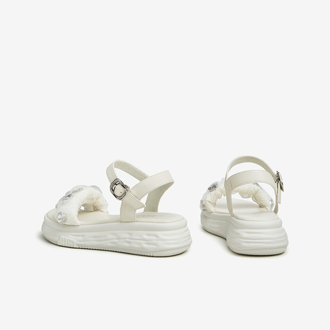 Tata/他她2023夏商场同款时尚潮流闪钻休闲凉鞋女新款YBJ01BL3