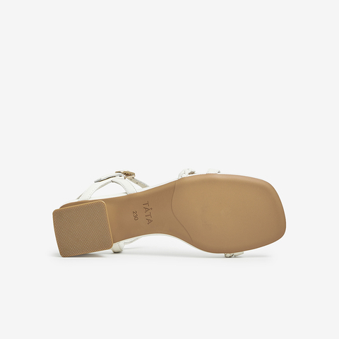 Tata/他她2023夏商场同款时尚百搭一字带凉鞋女新款XAR02BL3