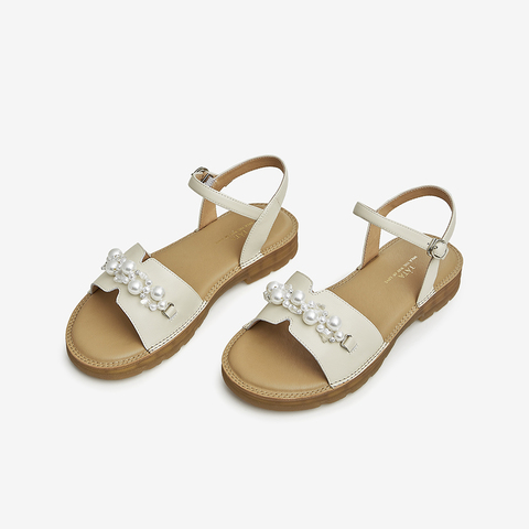 Tata/他她2023夏商场同款时尚休闲一字带凉鞋女新款YBE04BL3