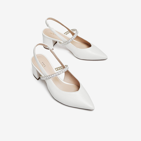 Tata/他她2023夏尖头方跟优雅百搭后空单鞋新款7RZ02BH3