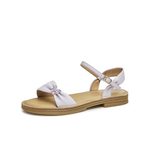 Tata/他她2023夏商场同款简约休闲百搭一字带凉鞋女新款YBE05BL3