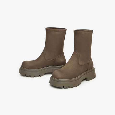 Tata/他她2023冬时尚大方潮流百搭厚底圆头弹力靴女新款WD801DZ3