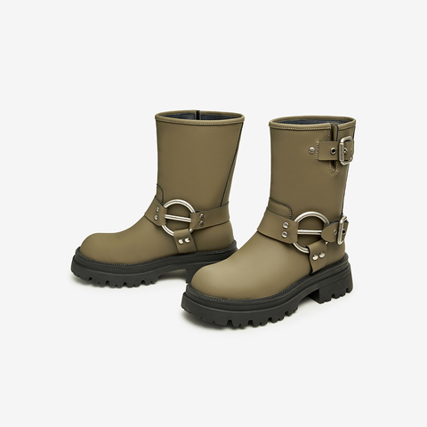 Tata/他她2023冬商场同款时尚帅气百搭骑士靴女靴新款W5P02DZ3