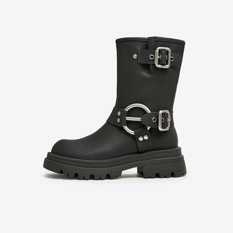 Tata/他她2023冬商场同款时尚帅气百搭骑士靴女靴新款W5P02DZ3