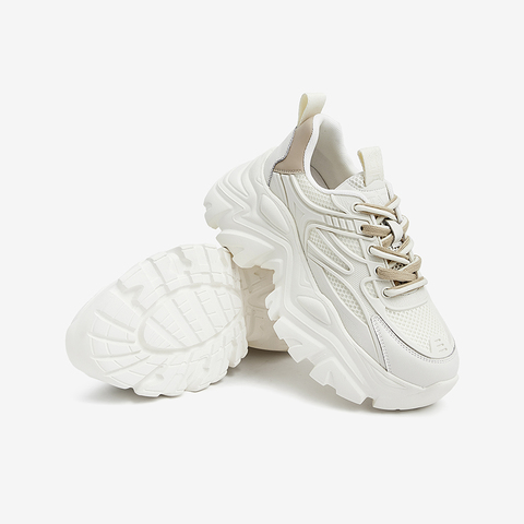 Tata/他她2023秋时尚拼接休闲厚底老爹鞋系带女WOG01CM3