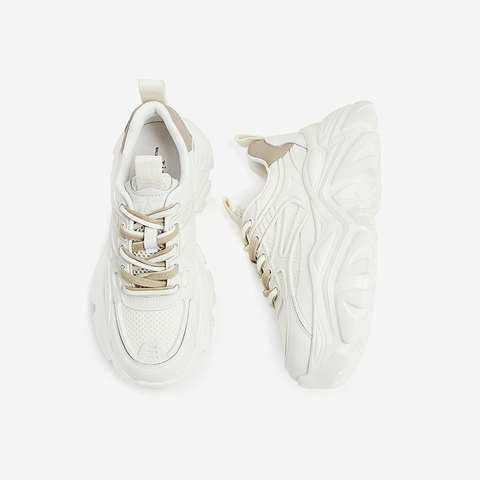 Tata/他她2023秋时尚拼接休闲厚底老爹鞋系带女WOG01CM3