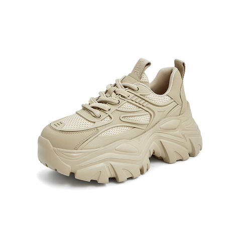 Tata/他她2023秋时尚拼接休闲厚底老爹鞋系带女WOG01CM3