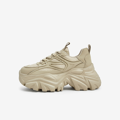 Tata/他她2023秋时尚拼接休闲厚底老爹鞋系带女WOG01CM3