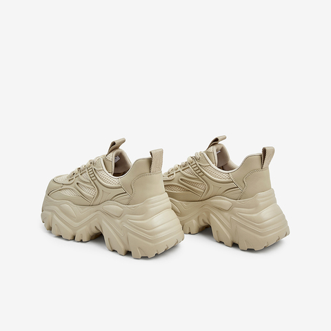 Tata/他她2023秋时尚拼接休闲厚底老爹鞋系带女WOG01CM3