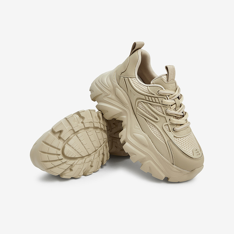 Tata/他她2023秋时尚拼接休闲厚底老爹鞋系带女WOG01CM3