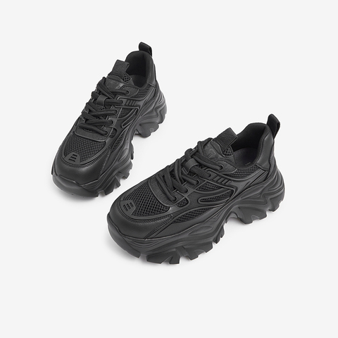 Tata/他她2023秋时尚拼接休闲厚底老爹鞋系带女WOG01CM3