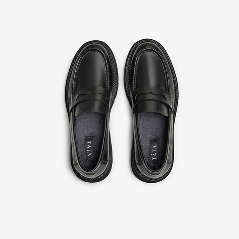 Tata/他她2023冬时尚休闲大气圆头厚底皮鞋男士新款NEH01DM3