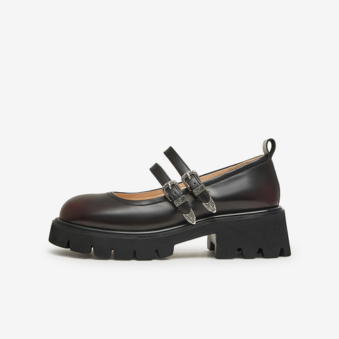 Tata/他她2024春时尚甜酷学院风厚底圆头女鞋皮鞋新款WG903AQ4