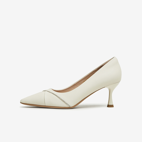 Tata/他她2024春商场同款时尚休闲简约尖头高跟鞋新款XKF08AQ4