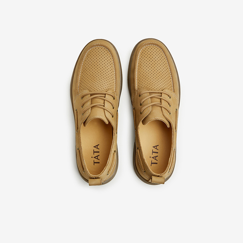 Tata/他她2024夏时尚休闲百搭圆头厚底男皮鞋新款TEE01BM4