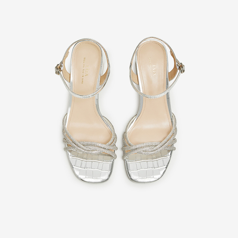 Tata/他她2024夏商场同款潮流百搭一字带凉鞋女新款XBD04BL4