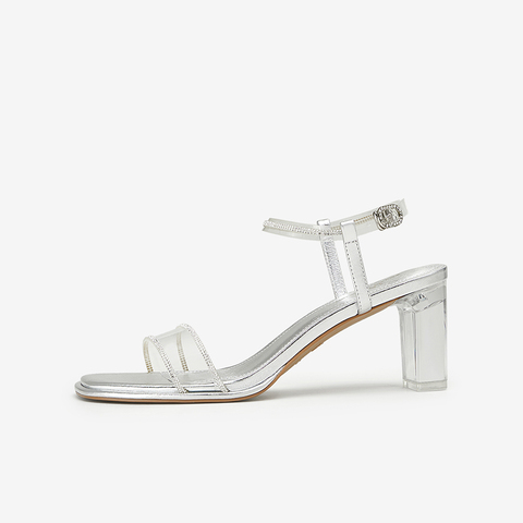 Tata/他她2024夏商场同款简约百搭女款一字带粗跟凉鞋XEK02BL4