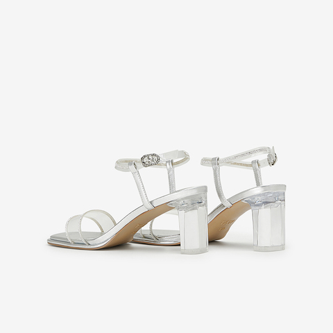 Tata/他她2024夏商场同款简约百搭女款一字带粗跟凉鞋XEK02BL4