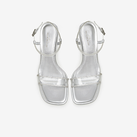 Tata/他她2024夏商场同款简约百搭女款一字带粗跟凉鞋XEK02BL4