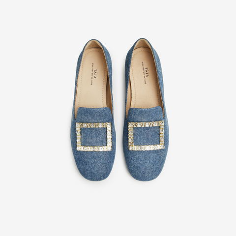 Tata/他她2024春时尚简约休闲圆头女乐福鞋新款7QCA2AA4