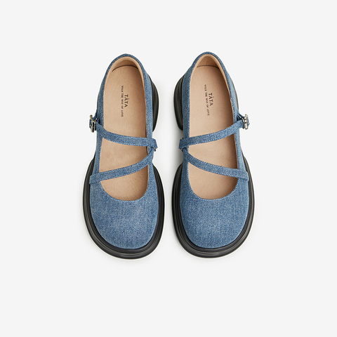 TATA/他她2024春舒适休闲圆头厚底玛丽珍鞋女新款7OL03AQ4