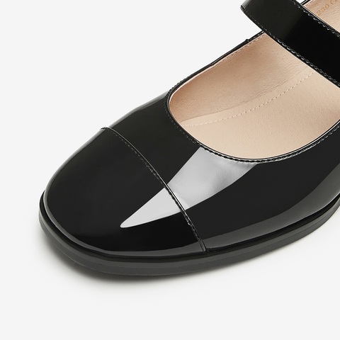 TATA/他她2024秋法式粗跟时尚简约气质浅口女单鞋新款6FU01CQ4