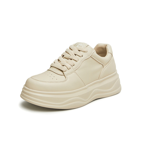 Tata/他她2024秋商场同款时尚系带圆头纯色板鞋新款WH701CM4