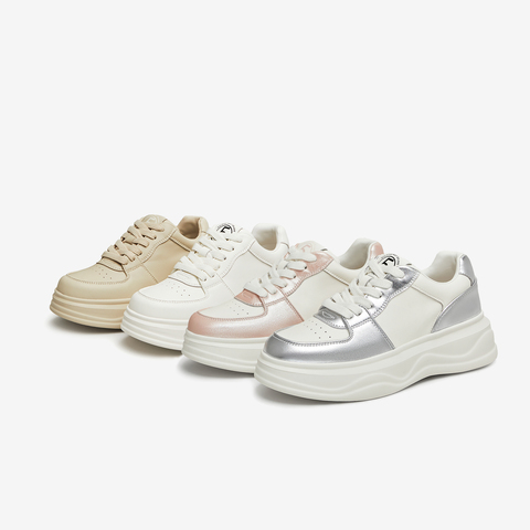 Tata/他她2024秋商场同款时尚系带圆头纯色板鞋新款WH701CM4