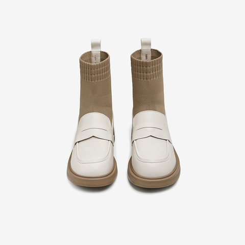 TATA/他她2024冬商场同款时尚休闲乐福袜靴女新款CAE01DZ4