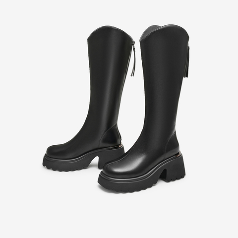 Tata/他她2024冬商场同款时尚休闲时装长靴女新款CCN02DG4