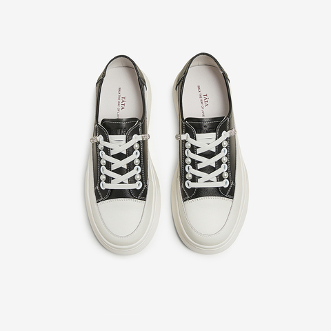 Tata/他她2024春商场同款时尚厚底小白鞋百搭女休闲鞋WJN08AM4